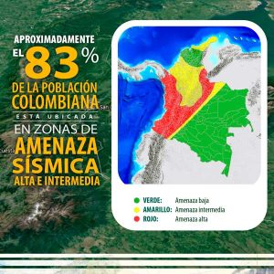 Aproximadamente el 83 % de la población colombiana está ubicada en zonas de amenaza sísmica