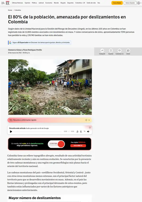 El Espectador, sección País