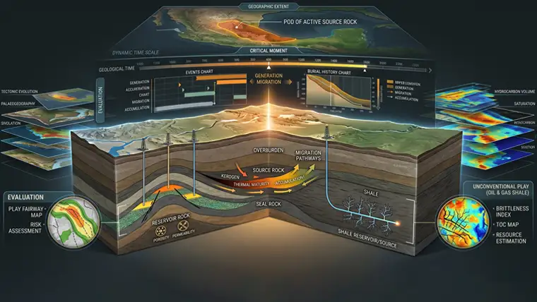 Modelamiento de sistemas petrolíferos aplicado a la evaluación de plays convencionales y no convencionales (Oil & Gas Shale)